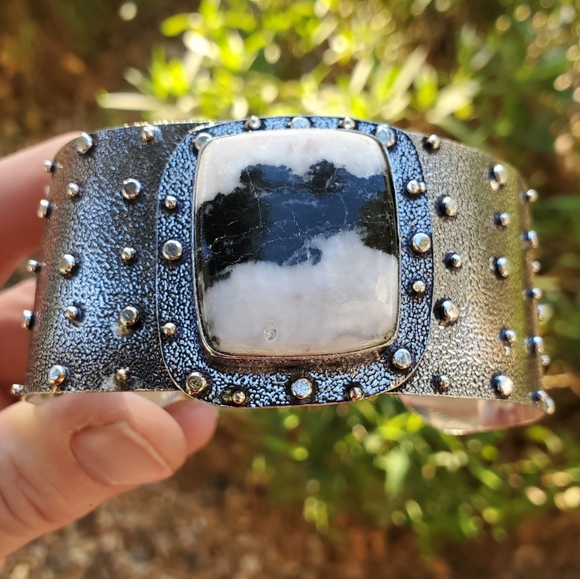 New Zebra Jasper Silver Cuff Bracelet. - Picture 2 of 16
